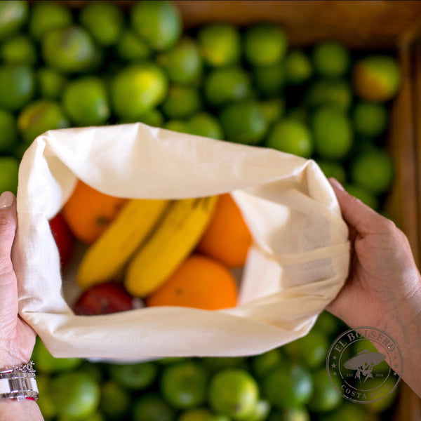 El Bolsero Bag with cord 8oz. 100% Natural Fruit Cotton with Fruits