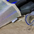 El Bolsero Bolsa con Cordón Color Natural de Malla de 100% Algodón Playa accesorios Snorkeling con detalle Calibre y Etiqueta